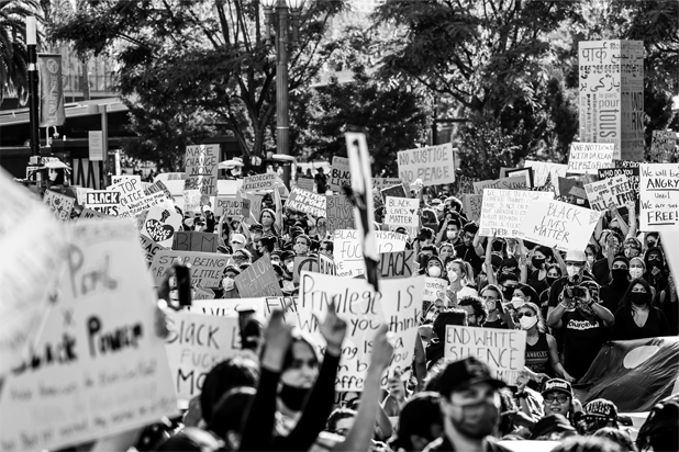A large crowd demonstrates on the steps of City Hall in downtown Los Angeles. (Photo courtesy of Tommy Oliver) - Black Love It's Time for Georgia to Pass a Hate Crimes Law