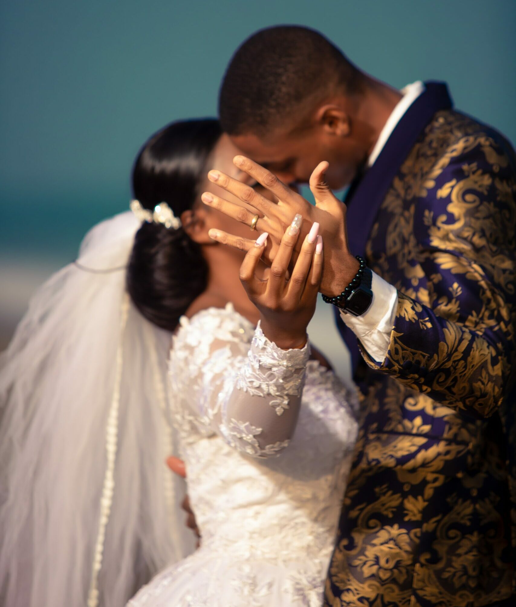 - Black Love Married couple in wedding attire
