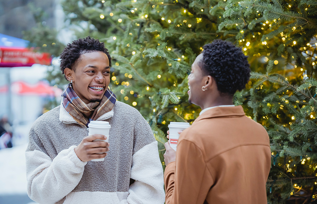 Men talking during the holidays