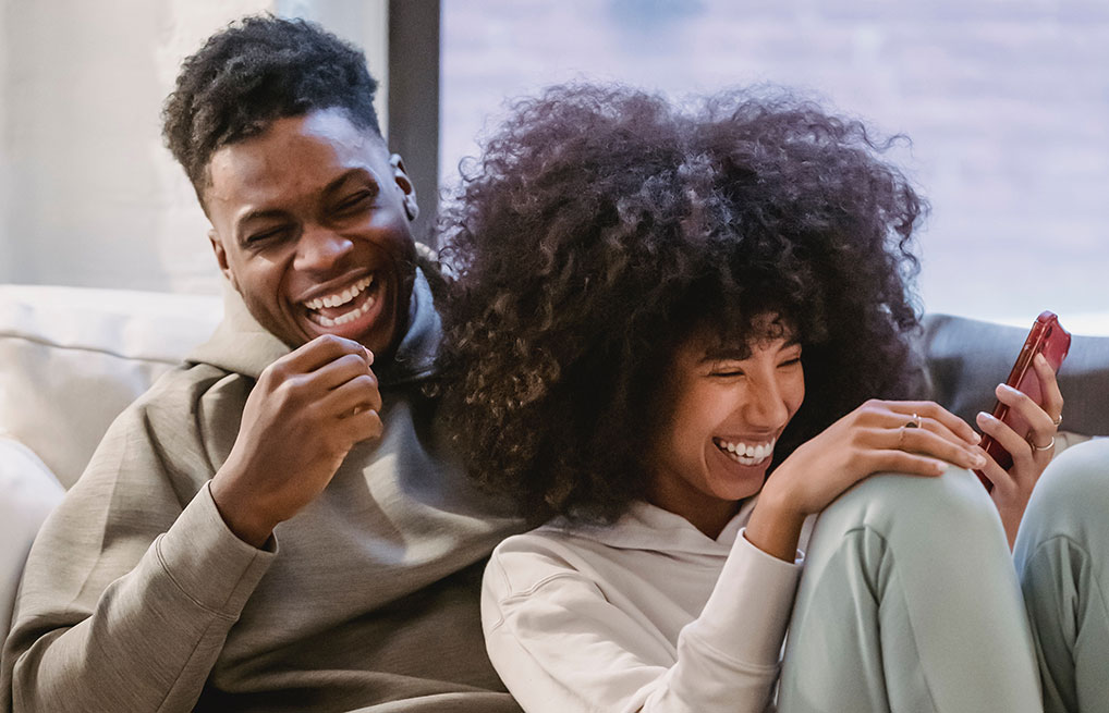 - Black Love Couple laughing