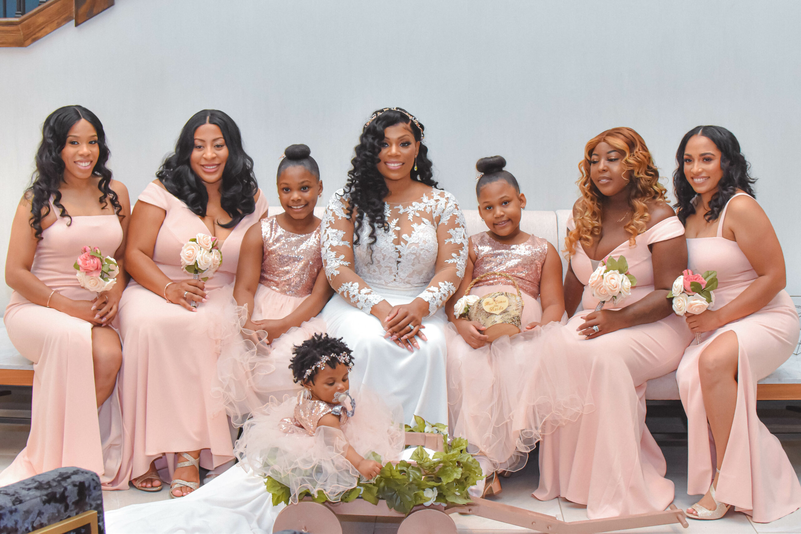 Jasmine Raheem and her bridal party (Courtesy of Jasmine Raheem) - Black Love A bride and her bridal party