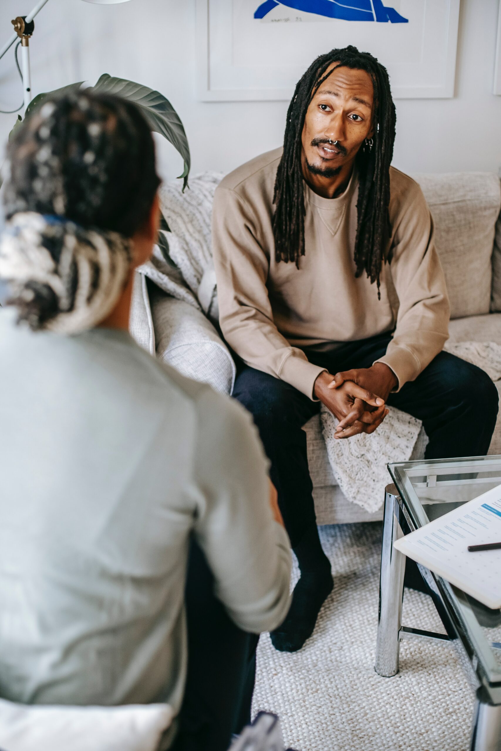man talking to therapist
