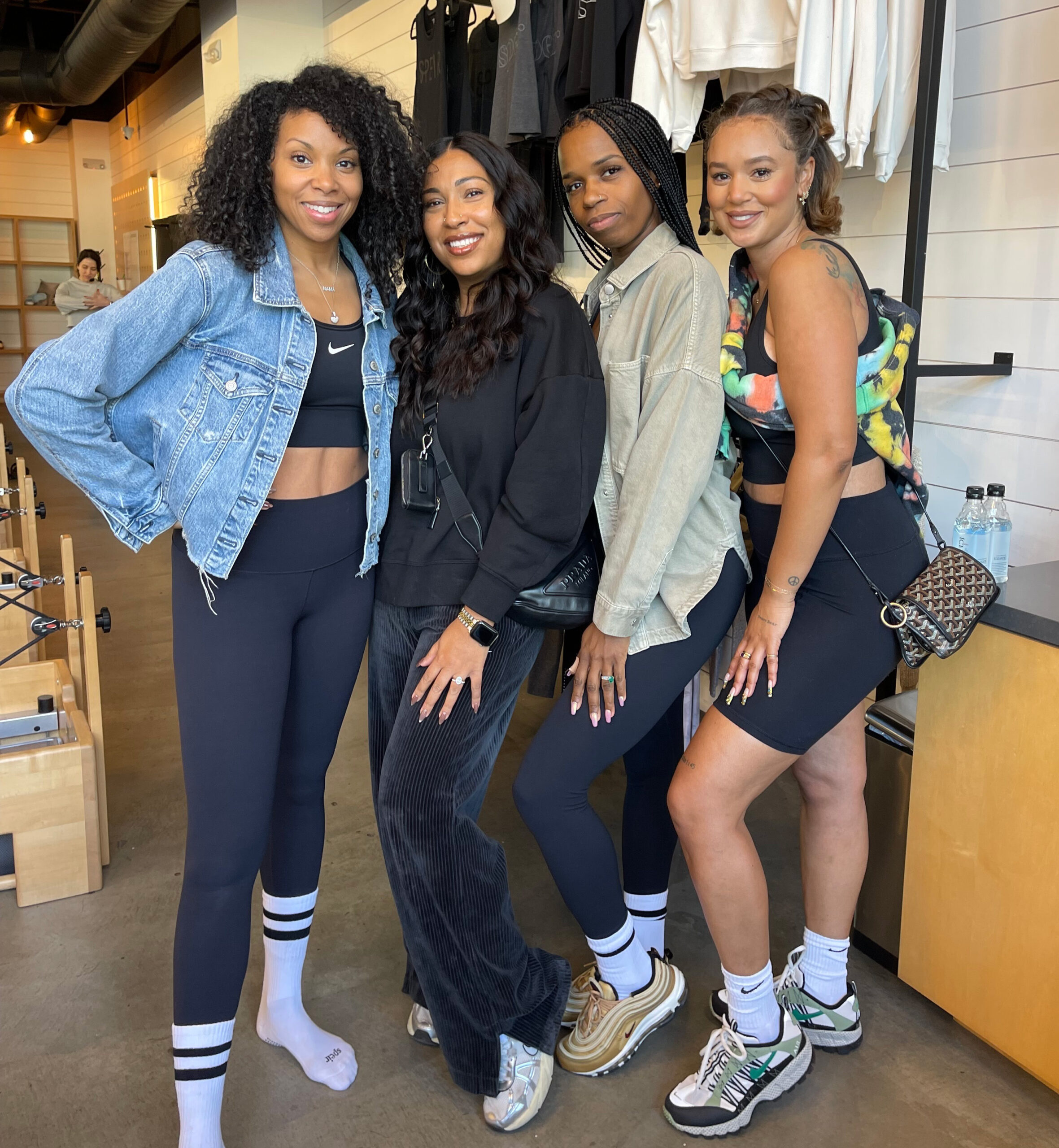 Podcast hosts Codie Elaine Oliver, Melanie Fiona, Ashley Chea and Felicia LaTour at a special pilates event for moms in Los Angeles. - Black Love